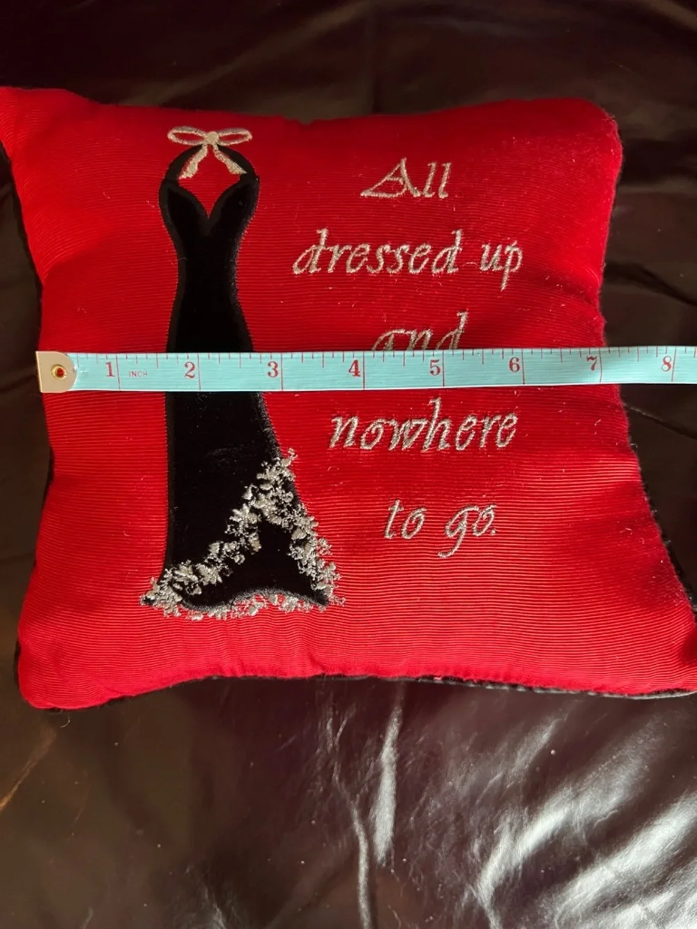 All Dressed Up and Nowhere To Go Small Red Shimmery Throw Accent Pillow